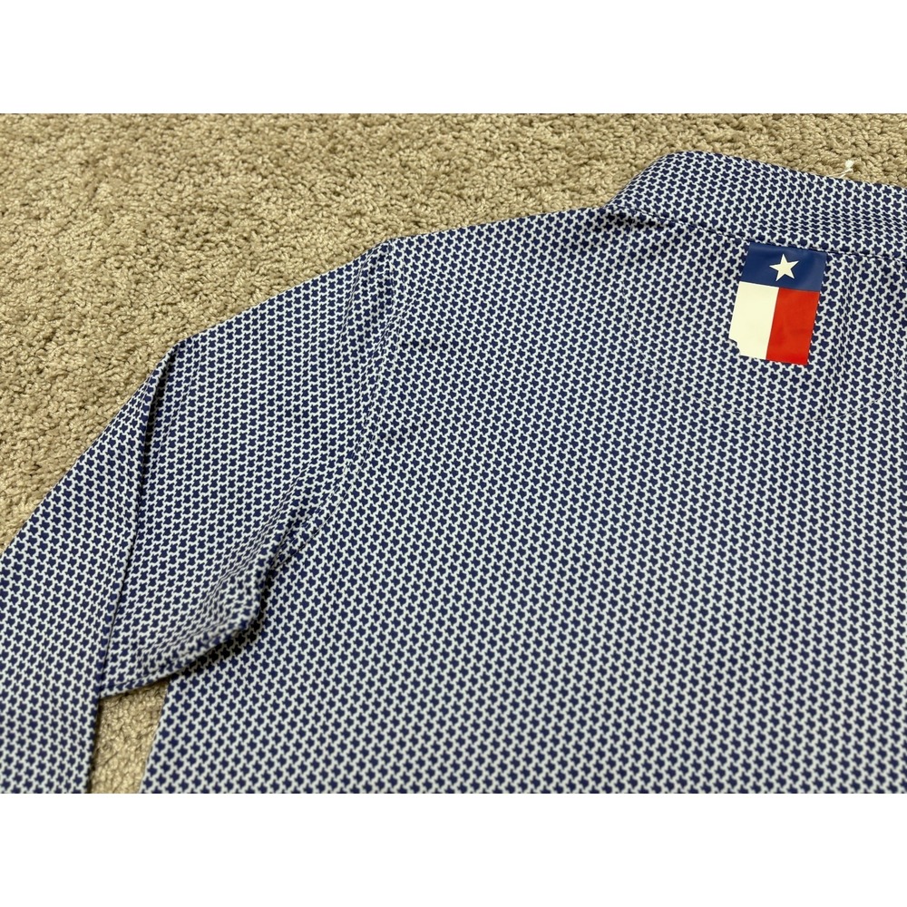 Rhoback 1/4 Q-Zip Performance Pullover Dont Mess Texas AOP Blue White Mens Small - Picture 10 of 16